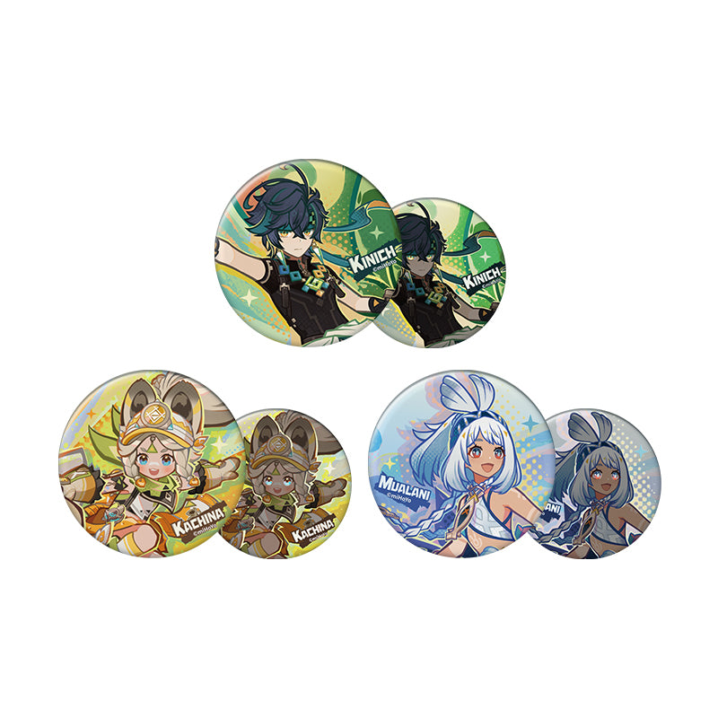 Genshin The Rhythms of the Cosmic Trail Series character badge collection featuring Kinich Kachina and Mualani