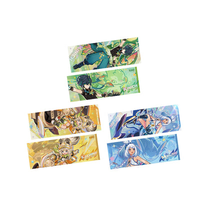 Genshin The Rhythms of the Cosmic Trail Series laser ticket collection featuring holographic artwork of Kinich Kachina and Mualani