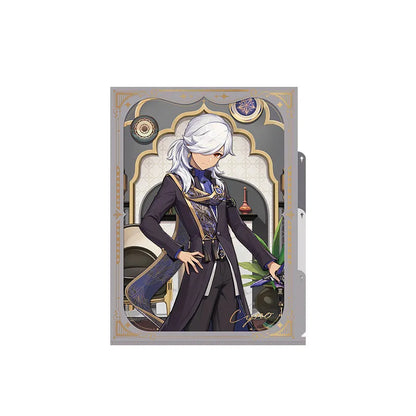 Cyno multi layer file folder from Genshin Resplendent Feast collection featuring elegant gray purple character illustration
