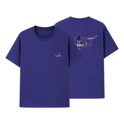 Cyno T-shirt deep purple front and back view white background