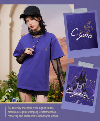 Cyno T-shirt deep purple color fabric close up