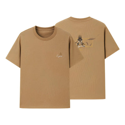 Cyno T-shirt khaki color front and back view white background