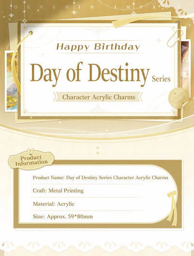 Genshin Day of Destiny acrylic keychain full lineup overview with multiple character designs