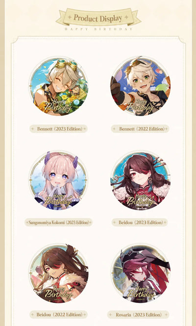 Genshin Day of Destiny Series Character Badge Character Grid Layout