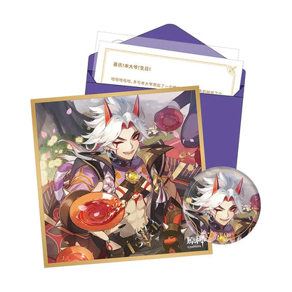 Genshin Impact Day of Destiny Inazuma City Arataki Itto Gift Box Set Badge Shikishi Art Board Letter Set