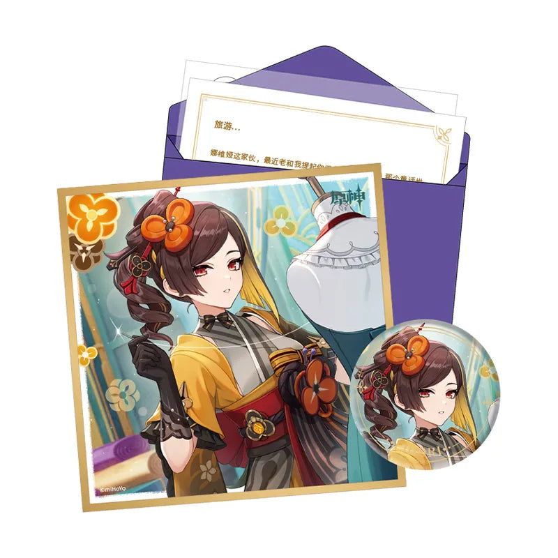 Genshin Impact Day of Destiny Inazuma City Chiori Gift Box Set Badge Shikishi Art Board Letter Set