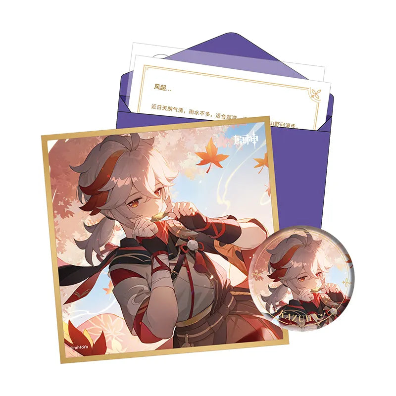 Genshin Day of Destiny Inazuma City Kaedehara Kazuha Gift Box Set Badge Shikishi Art Board Letter Set