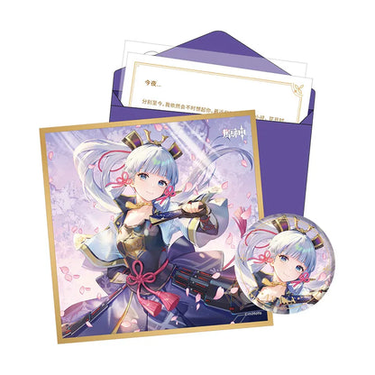 Genshin Day of Destiny Inazuma City Kamisato Ayaka Gift Box Set Badge Shikishi Art Board Letter Set