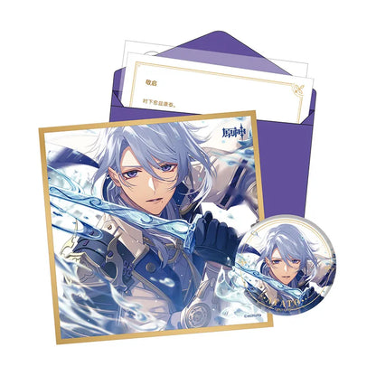 Genshin Day of Destiny Inazuma City Kamisato Ayato Gift Box Set Badge Shikishi Art Board Letter Set