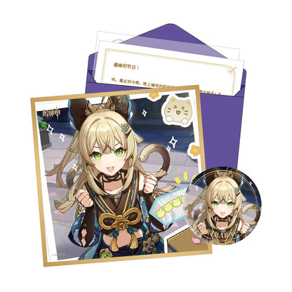 Genshin Impact Day of Destiny Inazuma City Kirara Gift Box Set Badge Shikishi Art Board Letter Set
