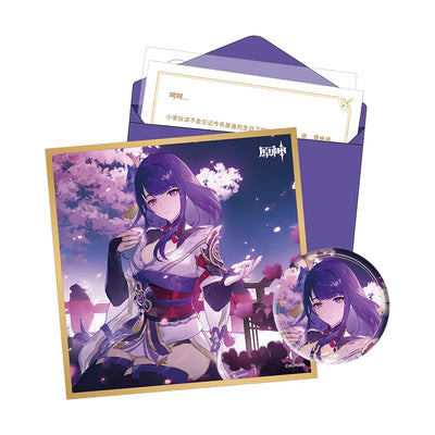 Genshin Day of Destiny Inazuma City Raiden Shogun Gift Box Set Badge Shikishi Art Board Letter Set