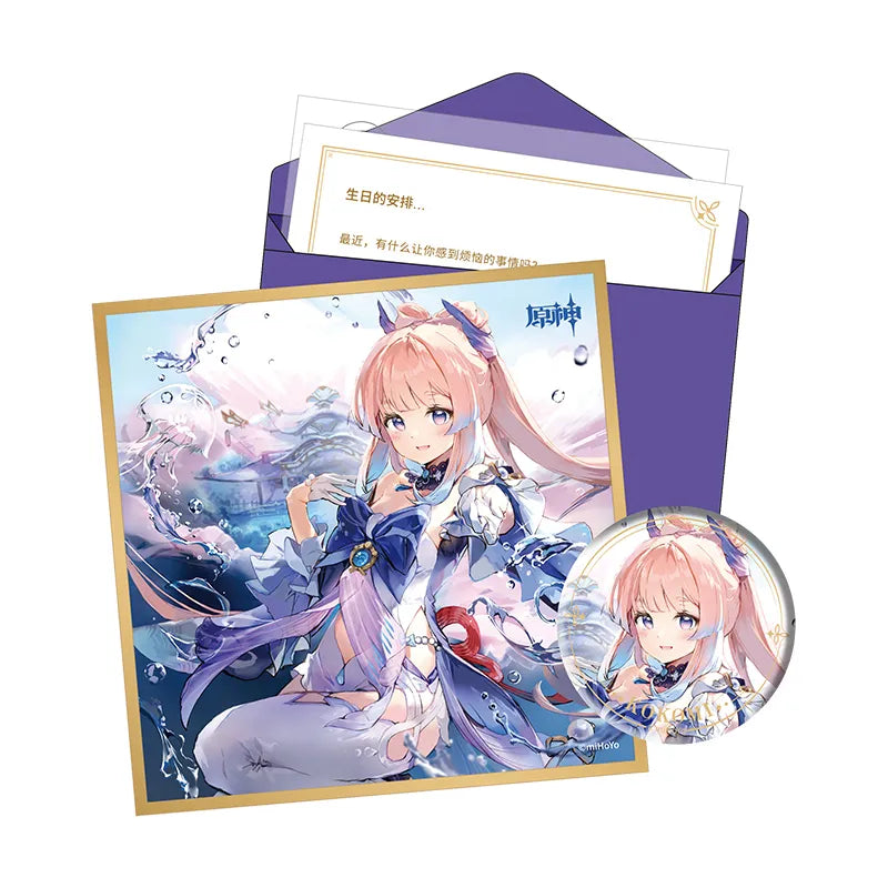 Genshin Day of Destiny Inazuma City Sangonomiya Kokomi Gift Box Set Badge Shikishi Art Board Letter Set
