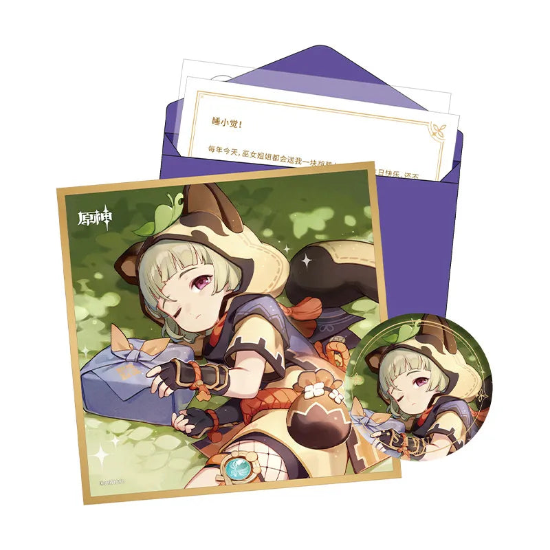 Genshin Day of Destiny Inazuma City Sayu Gift Box Set Badge Shikishi Art Board Letter Set