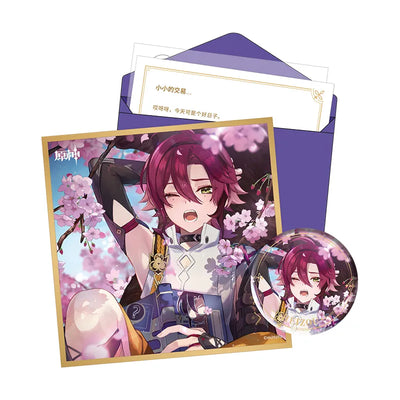 Genshin Day of Destiny Inazuma City Shikanoin Heizou Gift Box Set Badge Shikishi Art Board Letter Set