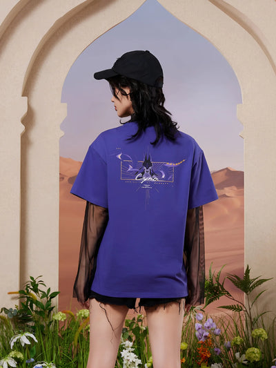 Genshin Impact Cyno shirt front and back styling showcase