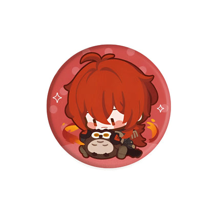 Genshin Impact Diluc chibi plush badge anime character pin collectible