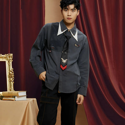 Genshin Impact Diluc impression shirt light gray full body outfit