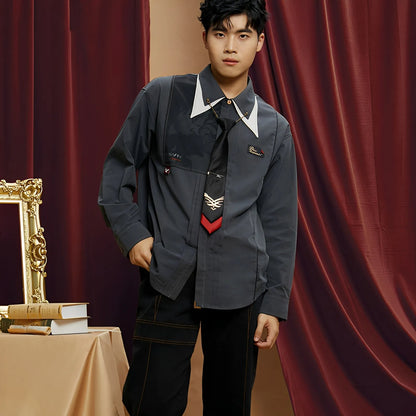 Genshin Impact Diluc impression shirt light gray full body outfit