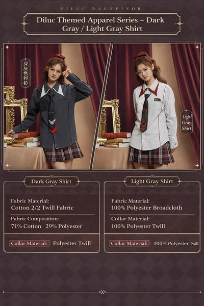 Genshin Impact Diluc apparel collection shirt overview product details
