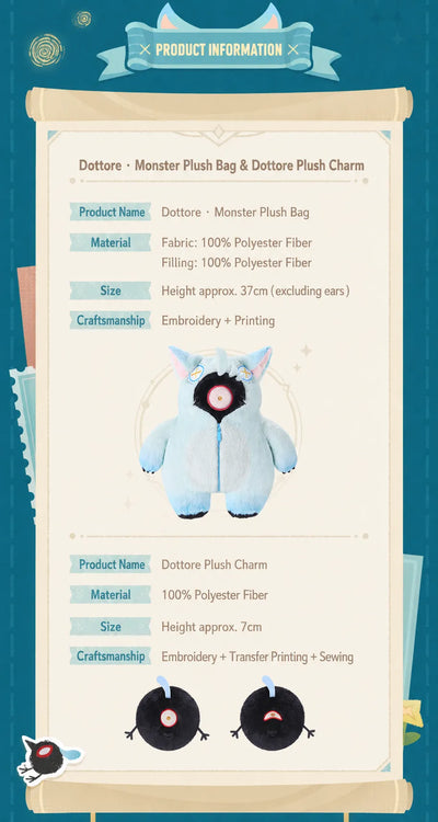Dottore Monster Plush Bag and Plush Charm product details