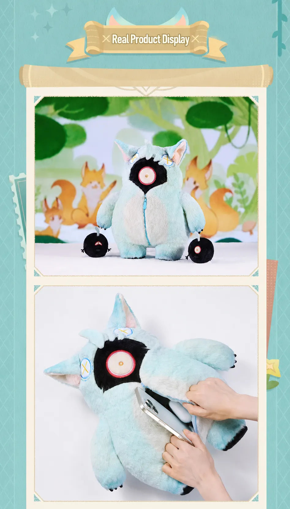 Dottore Monster Plush Bag and matching charms display