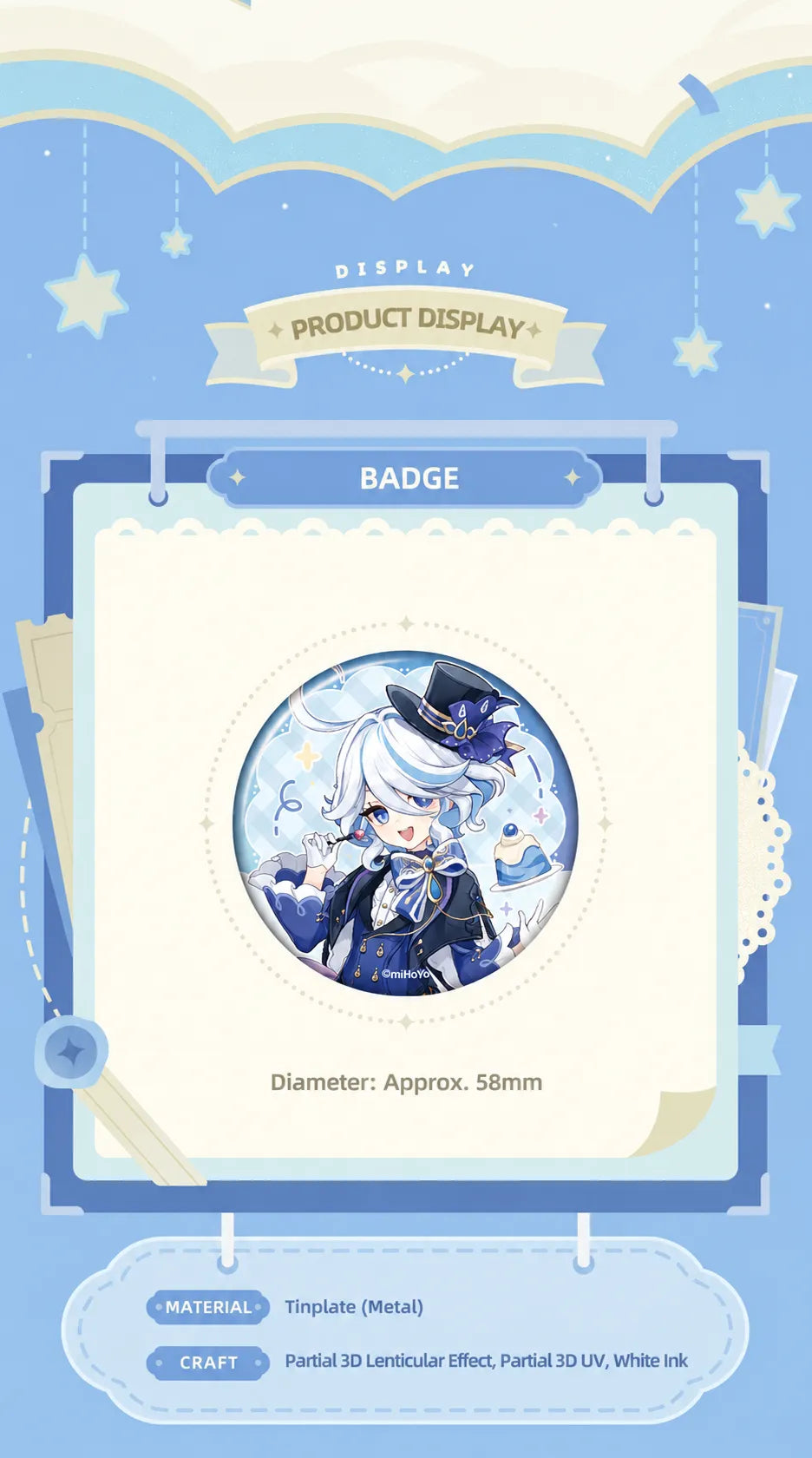 Furina Dream Journey multi-slot acrylic stand size and design details
