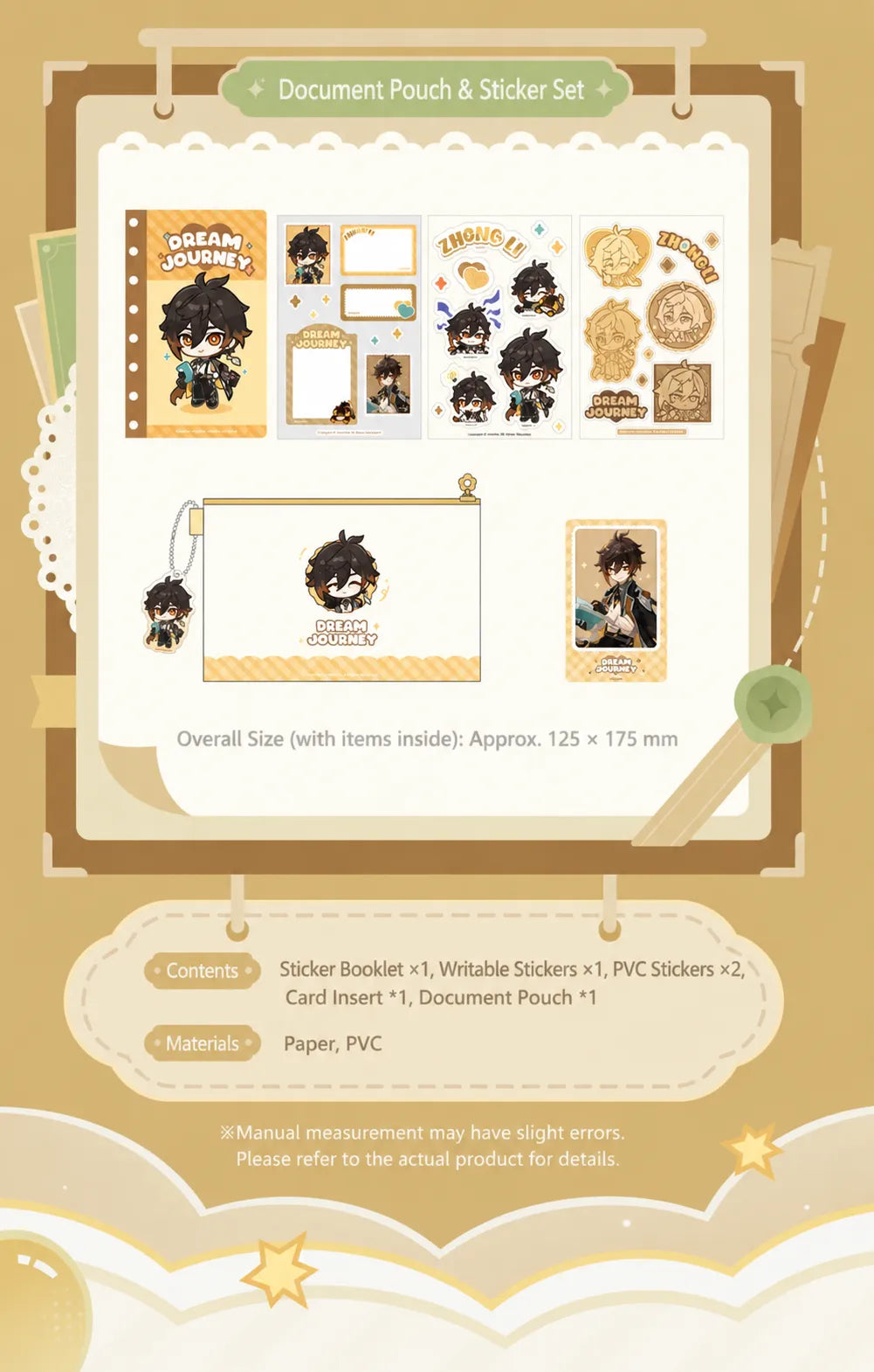 Zhongli chibi badge and wooden stamp merchandise display
