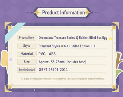 Genshin Impact Dreamland Treasure Series blind box product information and dimensions