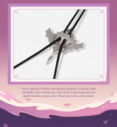 Pink dangling end ornament on the Durin bolo tie necklace
