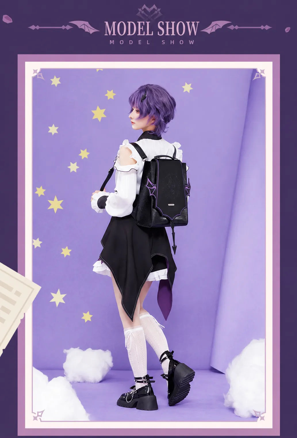 Back view of model wearing the Durin PU backpack