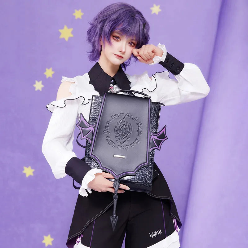 Genshin Impact Durin PU backpack with bat-wing accents