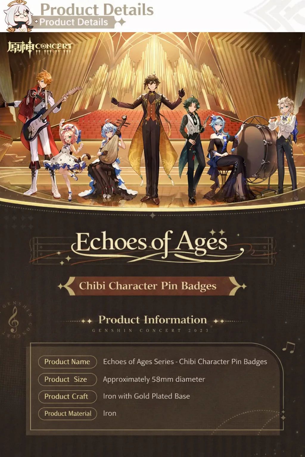 Genshin Impact Echoes of Ages pin badge material detail metal surface and finish