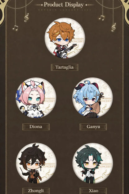 Genshin Impact Echoes of Ages pin badge size detail approximately 58mm diameter