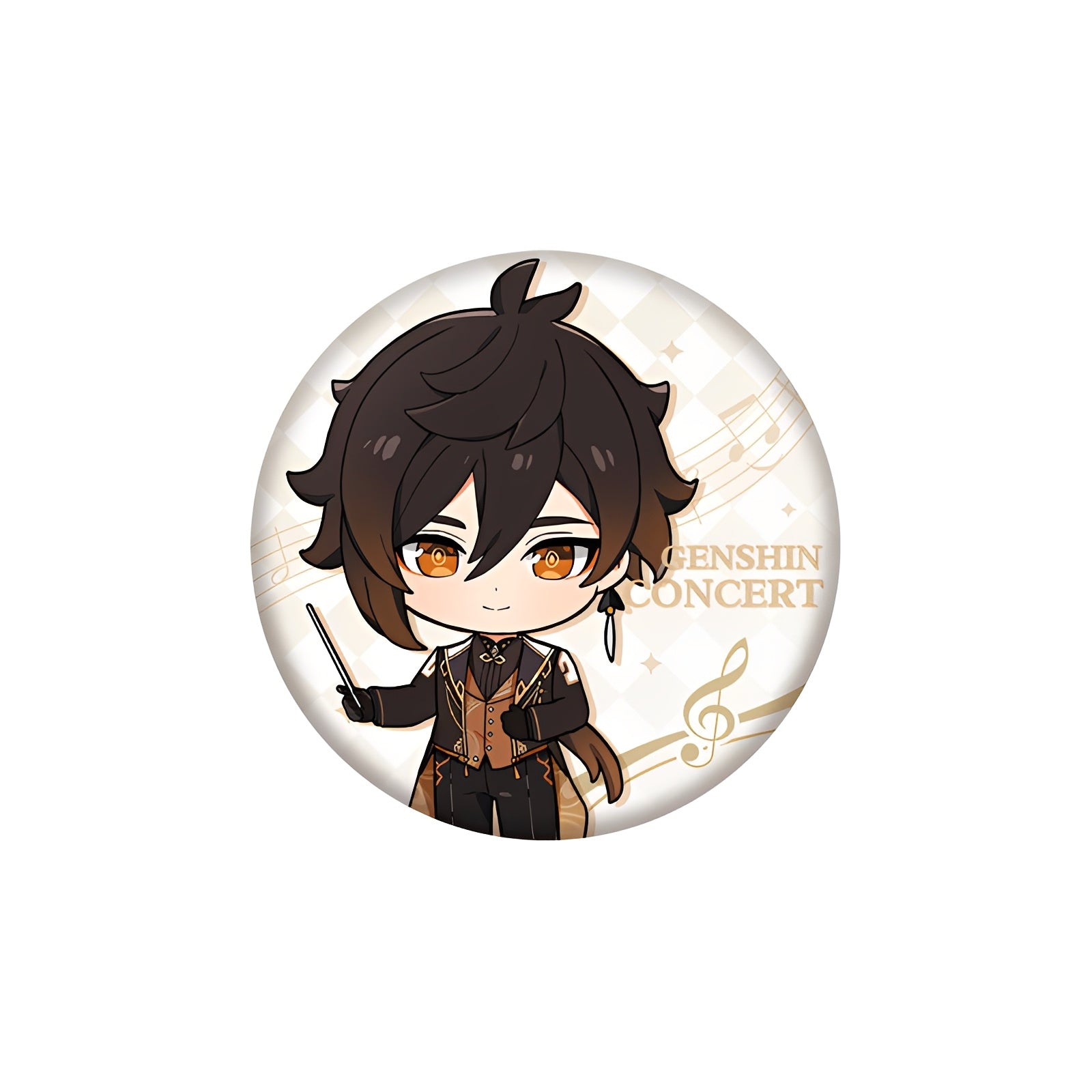 Genshin Impact Echoes of Ages Zhongli chibi pin badge concert series design