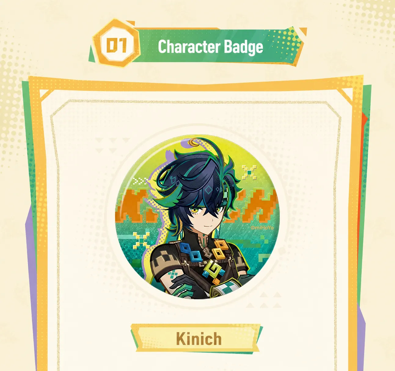 Genshin Impact Emblem of Steadfast Valor Character Badges featuring Kinich and Xilonen collectible designs
