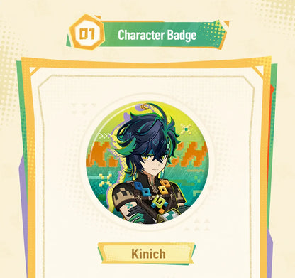 Genshin Impact Emblem of Steadfast Valor Character Badges featuring Kinich and Xilonen collectible designs