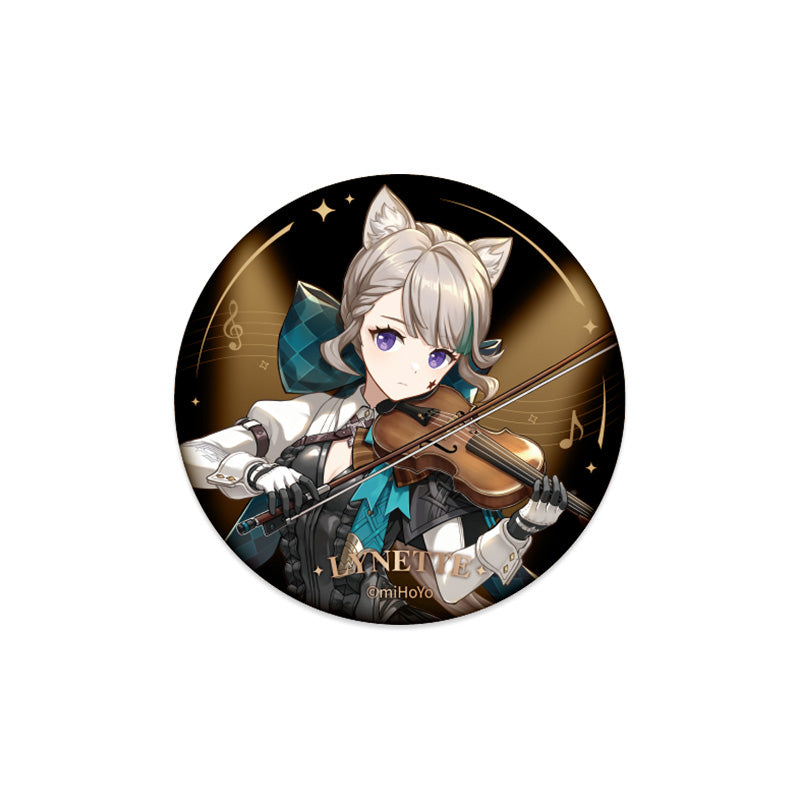 Genshin Endless Melody Series Lynette character badge with concert-themed artwork and gold foil details