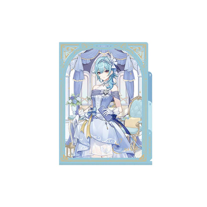 Genshin Impact Eula Resplendent Feast multi-layer file folder featuring elegant blue themed illustration and gold detailing