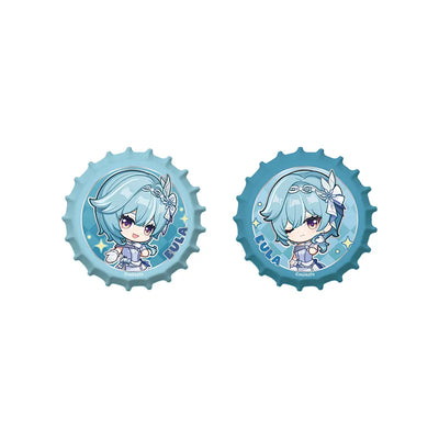 Genshin Eula Resplendent Feast chibi magnetic bottle cap badge set with cute character illustrations and collectible design