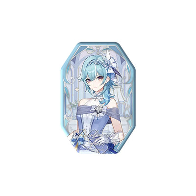 Genshin Impact Eula Resplendent Feast reflective embossed badge collectible featuring elegant icy blue character artwork