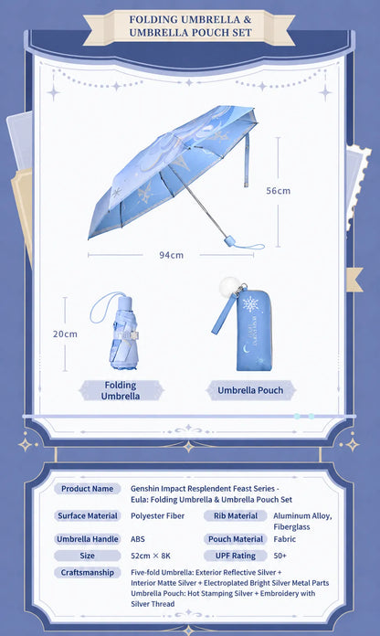 Genshin Impact Eula Resplendent Feast folding umbrella set with detailed size and material information