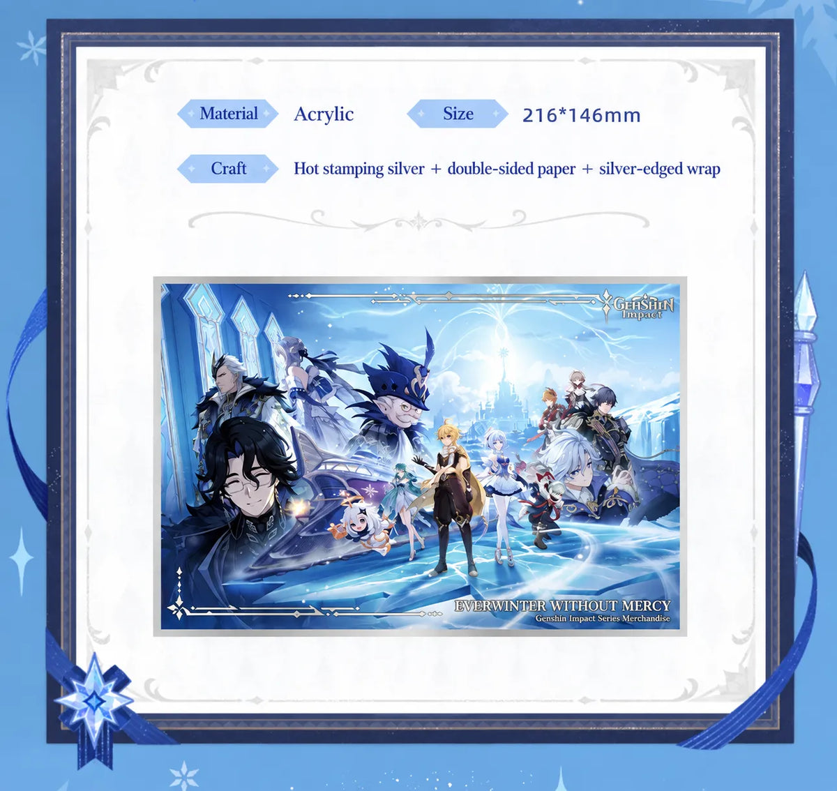 Everwinter Without Mercy Series acrylic art card with character artwork