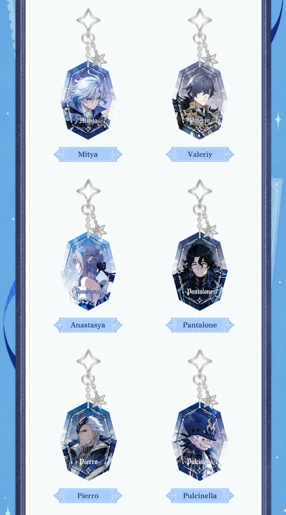 Everwinter Without Mercy Series character acrylic charm collection