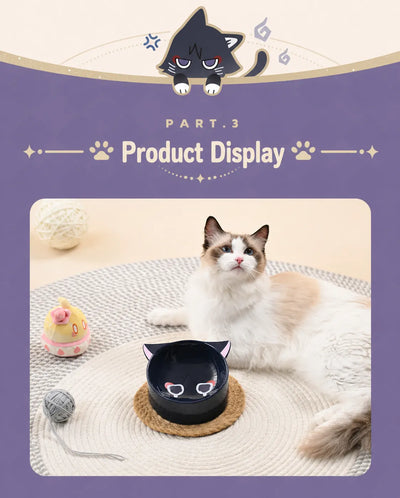 cat using Lyney ceramic pet bowl daily feeding comfortable posture scene