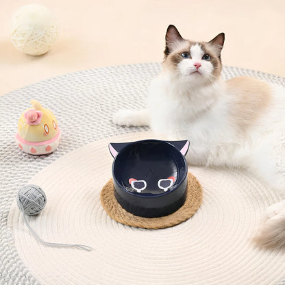 Genshin Lyney ceramic pet bowl fairytale cat series front view black cat design pet bowl