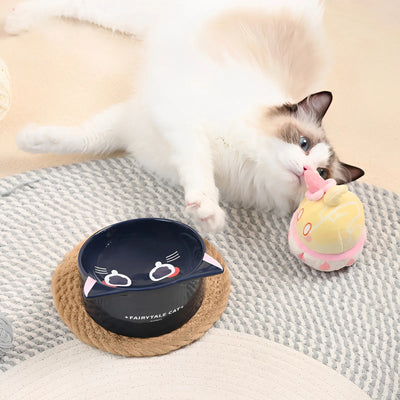 Genshin Impact Lyney pet bowl top view inner cat face design ceramic bowl