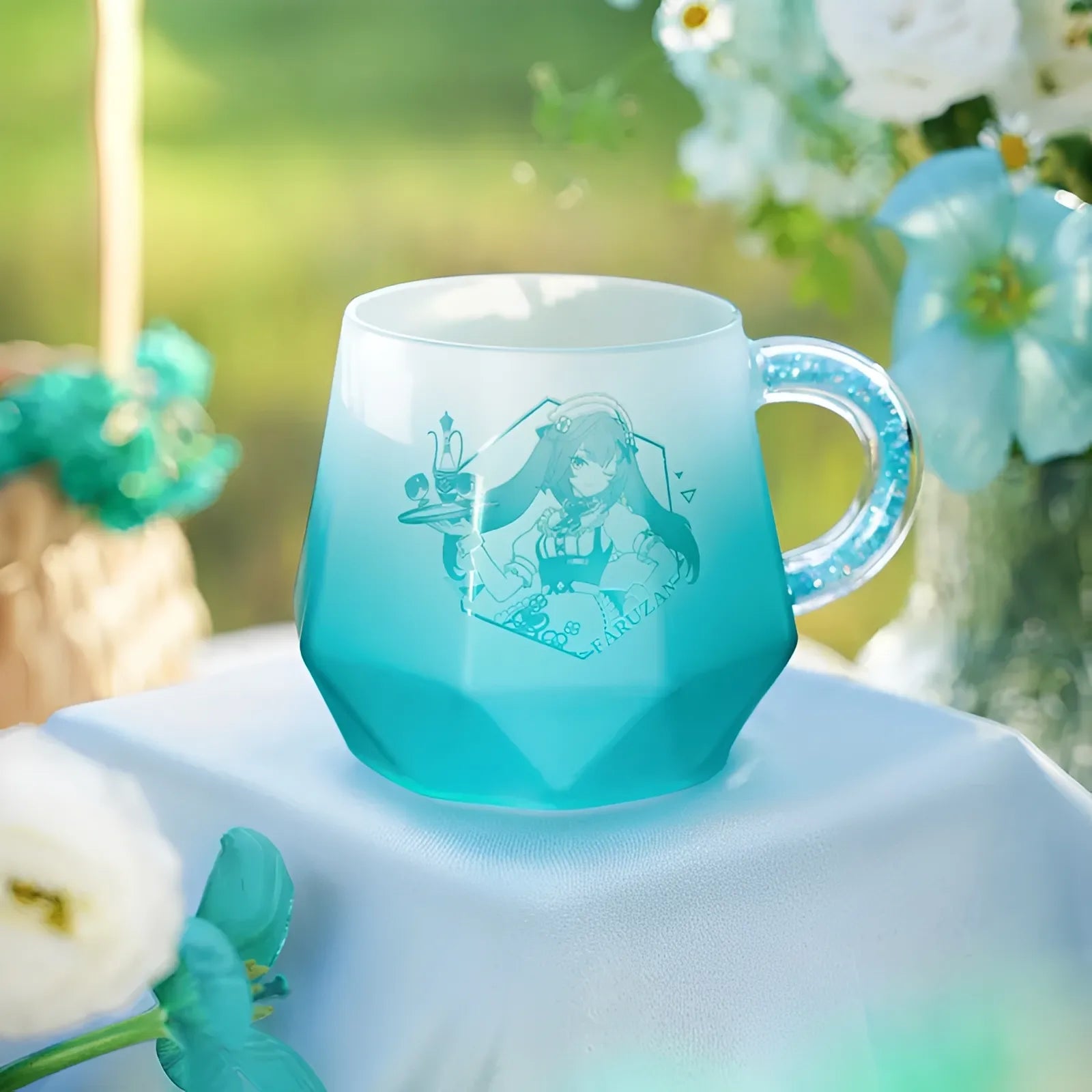 Genshin Impact Faruzan impression glass cup gradient color mug character themed design