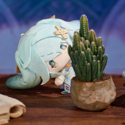 Faruzan Unravel Companion Plush Keychain featuring her signature turquoise hair and outfit