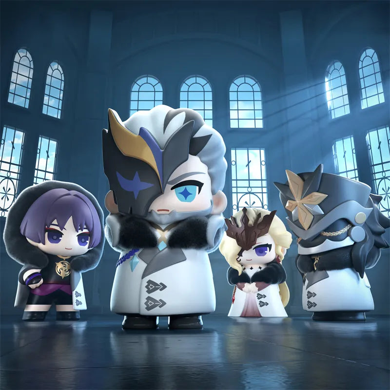 Fatui Harbingers themed chibi PVC blind box figures showcase
