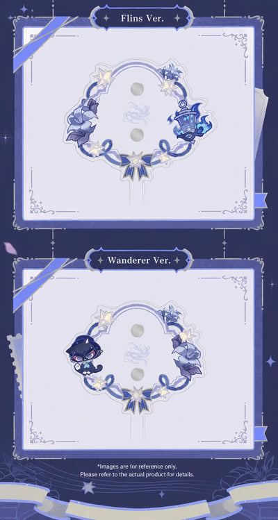 Flins and Wanderer acrylic photo prop designs from Genshin Impact FES 2026 Series
